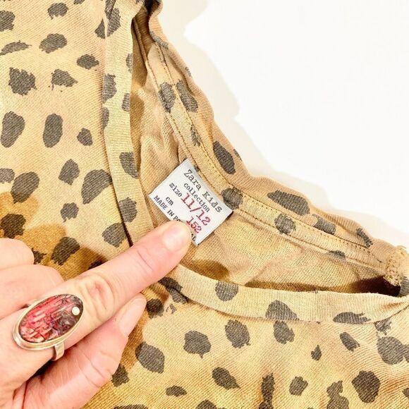 Zara girls short sleeve leopard print boxy tee 11 - Picture 3 of 4